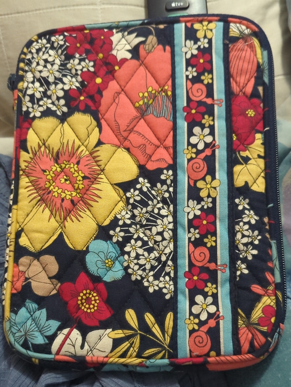 Vera Bradley Navy Multi Quilted Floral Laptop Sleeve
